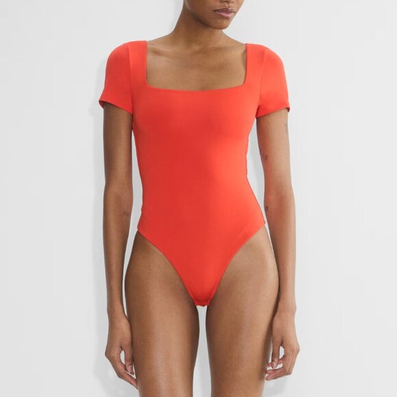 Aritzia Original Contour Squareneck Bodysuit Hot Cheeky Red - Picture 1 of 12